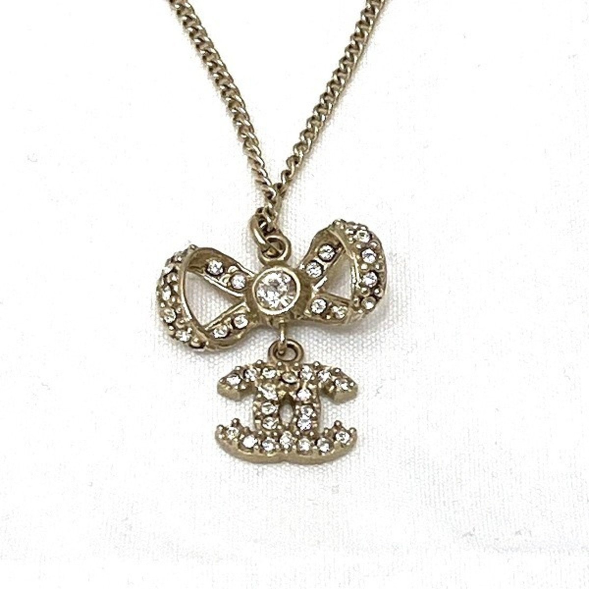 CHANEL Ribbon Coco Mark 2647 Rhinestone Accessory Necklace CHANEL Ribbon Coco Mark 2647 Rhinestone Accessory Necklace