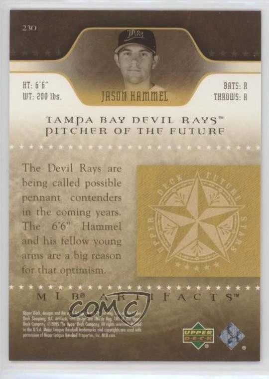 2005 Upper Deck Artifacts Future Stars /799 Jason Hammel #230 Rookie RC - Image 2 of 2