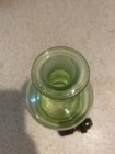 VINTAGE uranium Green GLASS DECANTER 8.5 Inch With black Art Deco Stopper Unique — photo 8