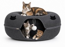 Cat Cave Tunnel Bed - Comfort Bedz Large Donut Cat House, Enclosed Felt Hidea...