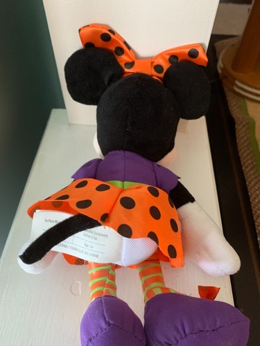 Disney Minnie Mouse 10" Halloween Peluche Peluche Bambola Pois Fiocco - Foto 11 di 15