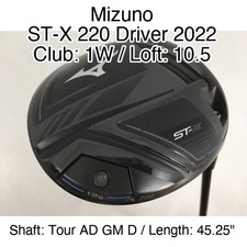 Mizuno ST-X 220 Driver 2022 1W Driver 10.5 45.25" Tour AD GM D Stiff Right-Hande