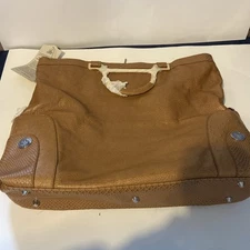 NWT JOY MANGANO THE DESIGNER DROP BAG/LIGHT BROWN W/ GOLD HARDWARE