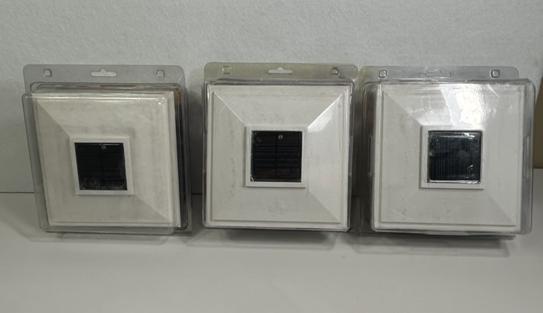 NEW Lot of 3 Solar White Post Cap Light Lights For 5"x 5" PVC Vinyl Post -B3