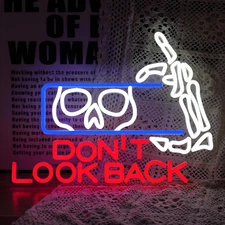 LISIGNVE Skull Neon Sign Red Don’T Look Back Led Light up Sign Horror Halloween 