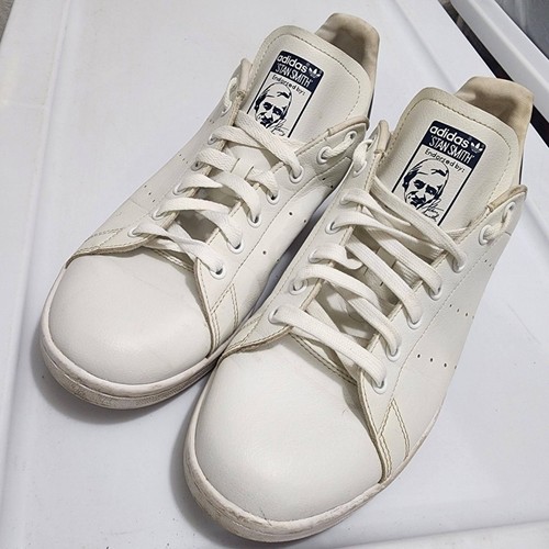 adidas Originals Stan Smith White Navy Blue Leather Tennis Shoes Mens Size 11.5 - Picture 3 of 15