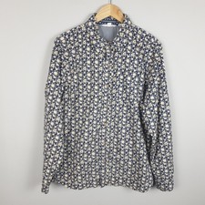 White Stuff Shirt Mens Large Blue Floral Preppy Classic Fit British Heritage