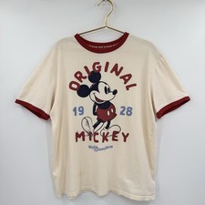 Disney Original Mickey Ringer Tee Size M Short Sleeve Cream Red Graphic