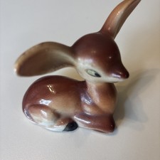 Vintage Ceramic Brown Fawn Deer Figurine Big Ears Japan