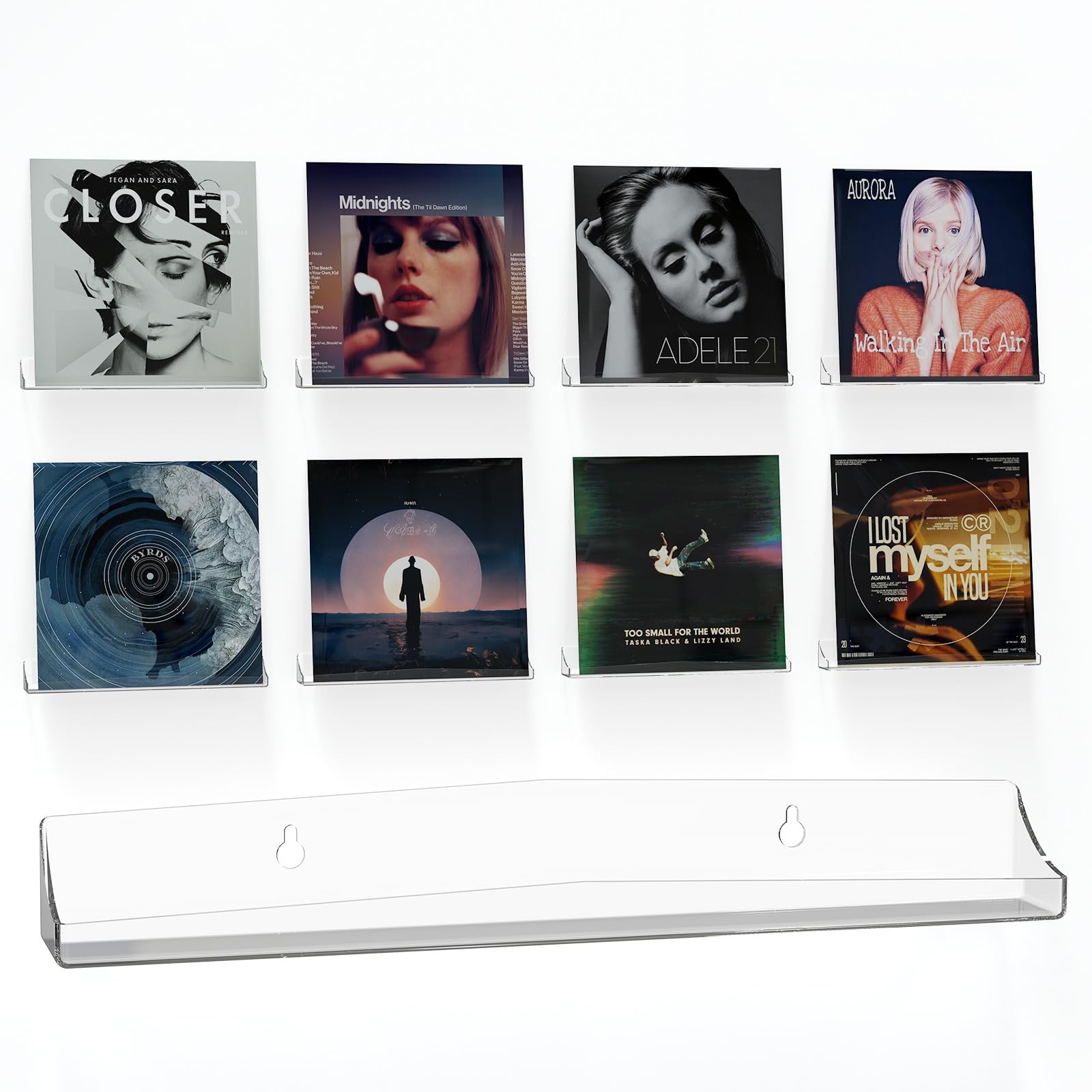 Étagère de rangement pour disques vinyles lot de 8 supports muraux gain de place