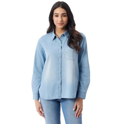 Gloria Vanderbilt Women Larissa Button Down Denim Shirt Sz S Ferrara Blue NWT$54