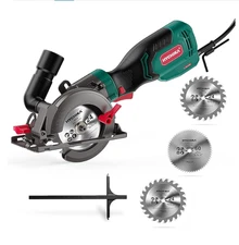 NEW - 6.2A Mini Circular Saw, 4-1/2" with 3 Blades, 3500RPM