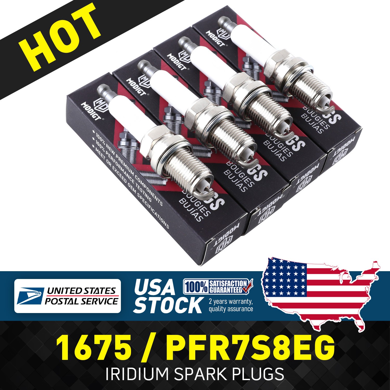 New 4 Pcs 1675/PFR7S8EG Iridium Spark Plugs For VOLKSWAGEN PASSAT 2006-2010
