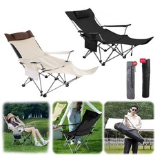 Cómoda silla de camping plegable con función reclinable reposapiés y bolsa