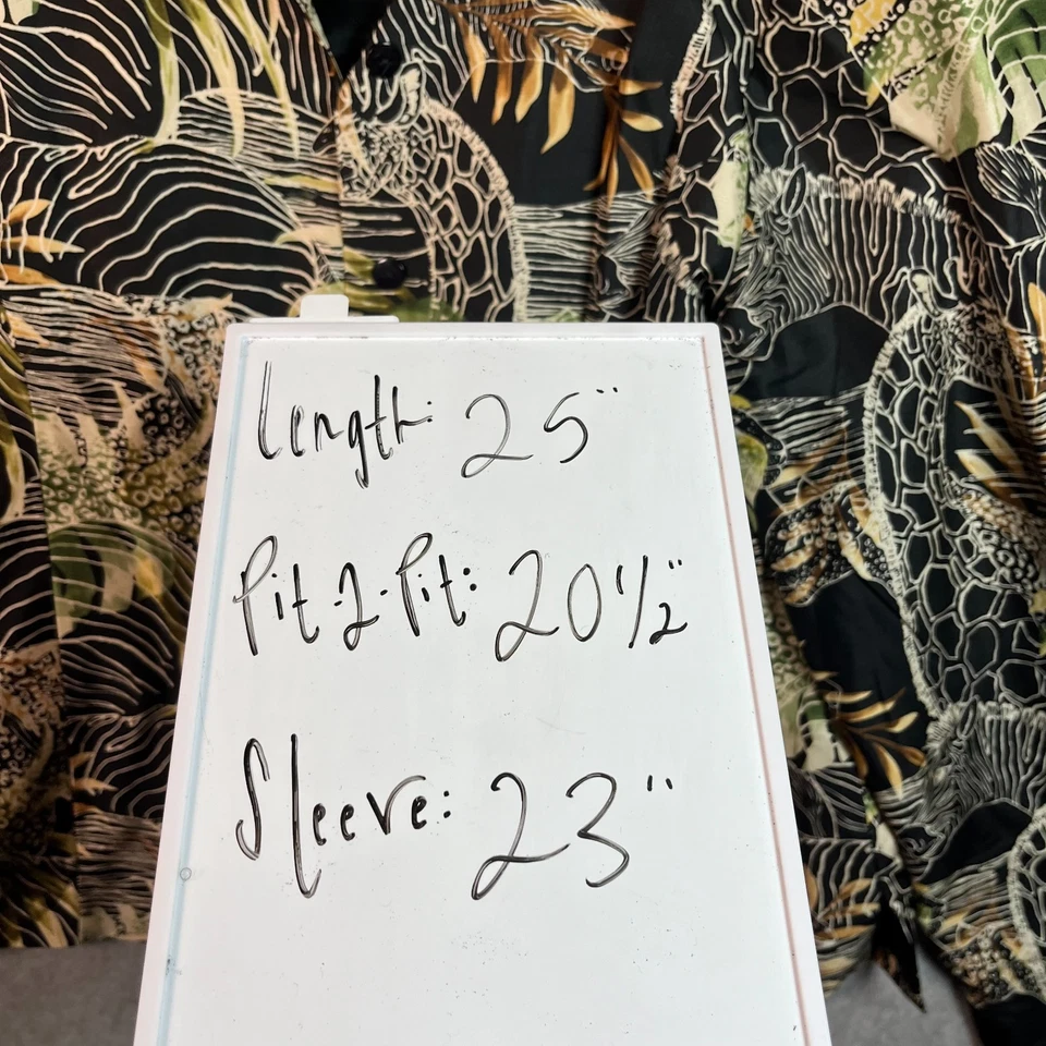 真丝土地动物印花前衬衫女式 14 码纽扣 100% 真丝 — 第 4/4 张图片