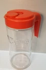 MINT Vintage Tang Pitcher Orange Jar 70's Anchor Hocking Clear Glass Pour Lid