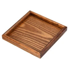 7" Wood Serving Tray Square Decorative Platter Home Kitchen Table Brown