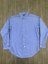 VTG Polo Ralph Lauren Shirt Mens 16-36 Blue Pinpoint Oxford Yarmouth Flesh Pony