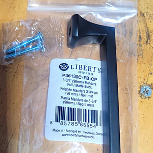 Liberty Mandara Modern Cabinet Pull Matte Black 96mm (3-3/4 in) with Screws