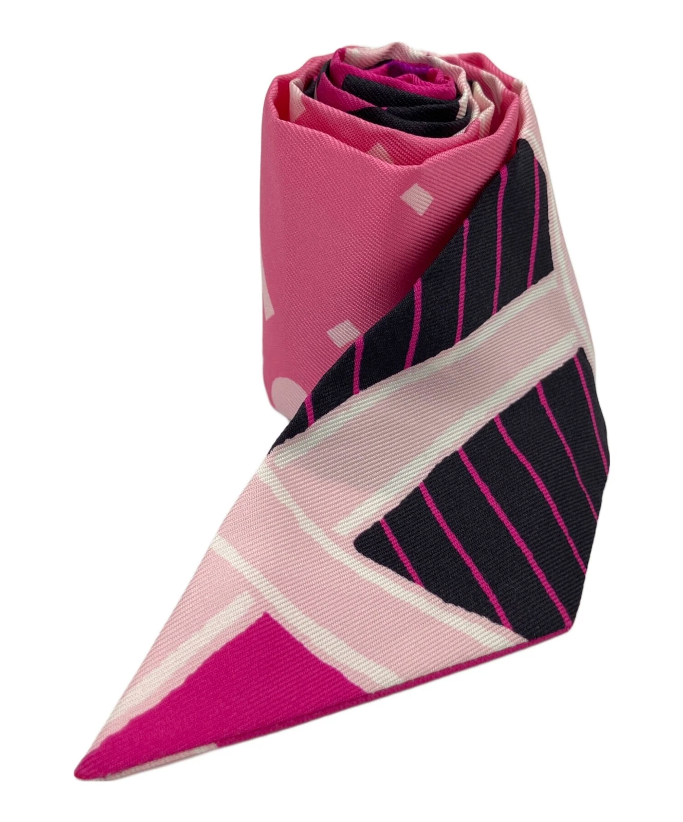 Hermes — HERMES Twilly Silk Scarf Pink France Ribbon Bag Handle Authentic SR1840