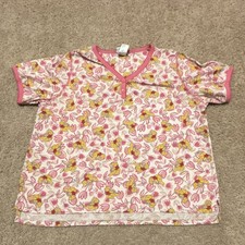 Pooh Disney Winnie the Pooh Pink Floral Short Sleeve Adult T-Shirt Size M