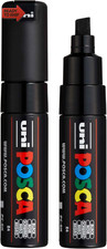 Uni PC-8K Water-Based Paint Markers, Broad Tip 8Mm , Black, 2 Count