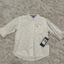 Tommy Hilfiger Boys Logo White Button Down Shirt Youth Size 3T