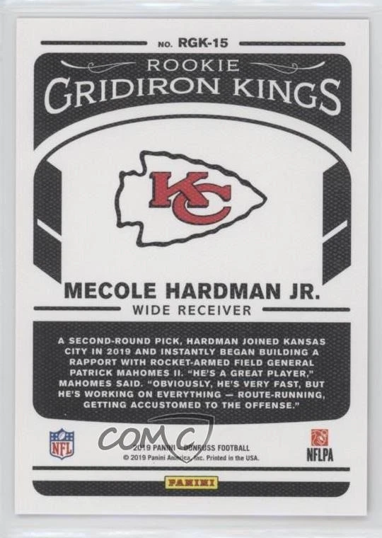 2019 Donruss Rookie Gridiron Kings Studio Series /100 Mecole Hardman Jr RC - Image 2 of 2