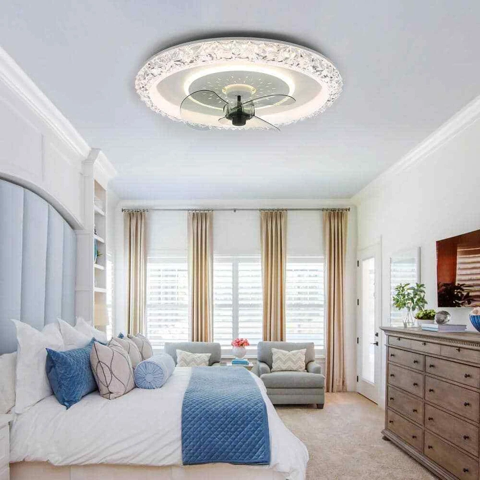 Bella Depot 20 in Crystal White Ceiling Fan LED Light Fandelier w/ Remote  - Image 4 of 4