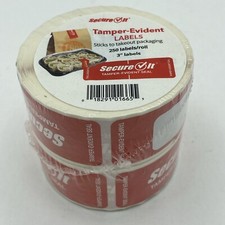 Tamper Evident Beverage Container Seals 2 Pack Secure It 1" x 3" 250/Roll