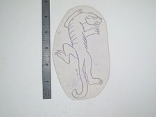 vtg 1960s 1970s Tattoo Flash acetate stencil Stylized Jaguar Back View v4 LT2
