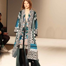 Temperley London Gayla Intarsia Stretch-knit Long Duster Coat Sz S