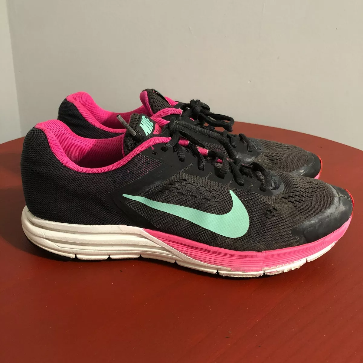 Nike Zoom Structure Womens Size 9.5 Running Black Pink Athletic Sneaker | eBay