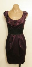 #7319 PRETTY!! NEW 'TEASE ME' PURPLE & BLACK SATINY STRETCH DRESS SIZE MEDIUM?