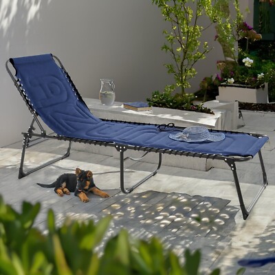 Azuma Sun Lounger Padded Folding Garden Bed Reclining Seat Multi
