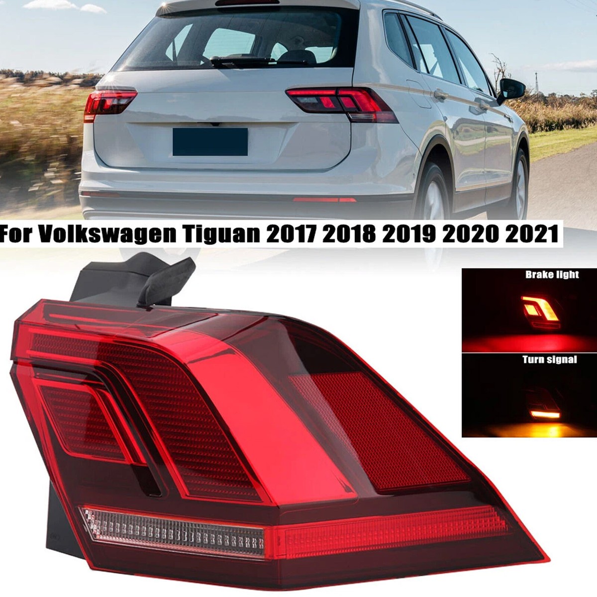 **「MU」** For VW Volkswagen Tiguan 2017-2021 Rear Tail Light Brake Lamp Turn