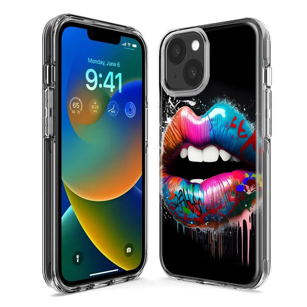 For Apple iPhone 12 Shockproof Case Colorful Lip Graffiti Art | eBay