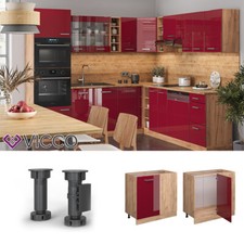 Eckunterschrank Küchenschrank Küchenzeile R-Line 86 cm Eiche Bordeaux Tür Vicco