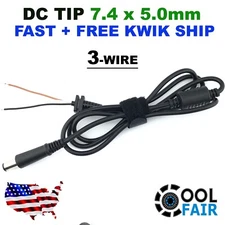 DC Tip 7.4 x 5.0mm Power Plug Socket Connector with Cord for Laptop 1.2mm Cable