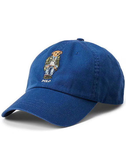 POLO RALPH LAUREN MEN'S COTTON BEAR TWILL BALL CAP BLUE HAT#710706538004-NWT
