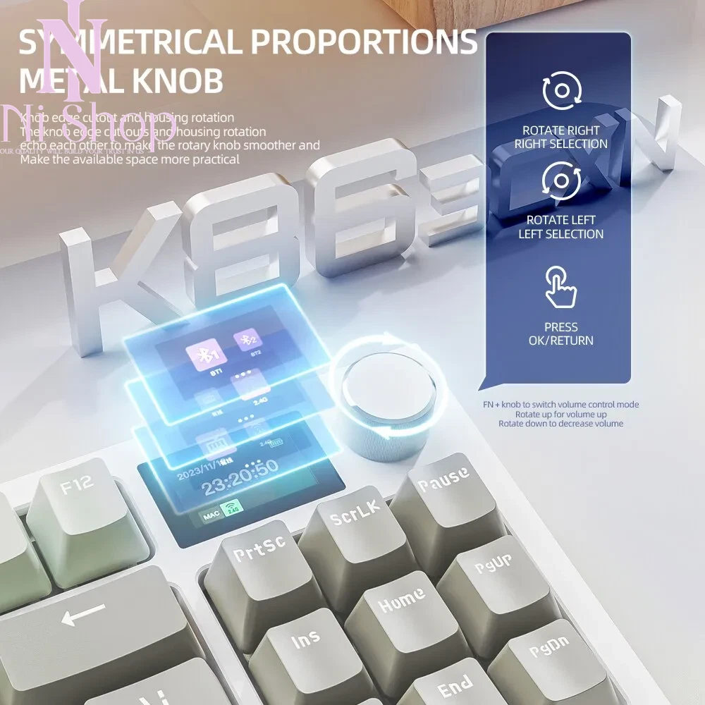 86% Compact Wireless Mechanical Keyboard with Hot-Swappable Switches, OLED Display, and Volume Rotary Knob for Ultimate Customization
