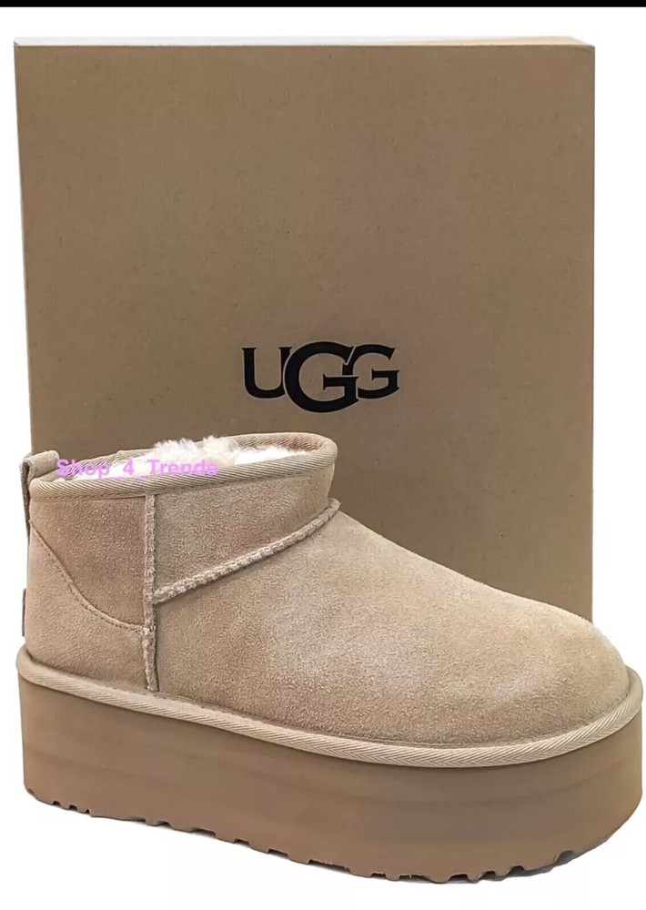 NIB UGG Classic Ultra Mini Platform Women's Fashion Boots Sand SIZE 8