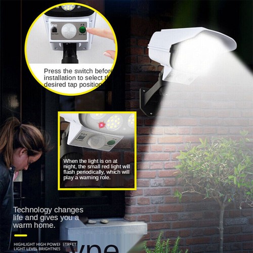 2X LED Motion Solar Sensor Light Remote Outdoor Security Garden Yard Fake Camera - Picture 18 of 24