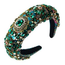 1x Lady Rhinestone Padded Headband Crystal Embroidered Pattern Hairband Baroque
