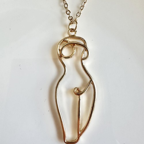 The Art Of The Female Body Halskette Linear Woman Silhouette Gold Positivity NEU - Bild 3 von 11