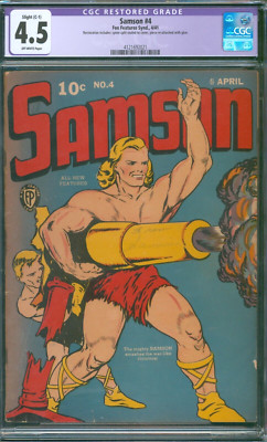 Samson Rise Comic Samson #4 (1941) ⭐ CGC 4.5 Restored Slight ⭐ Rare! Golden Age Fox ...