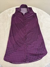 Woman Geometric Purple BUTRON DOWN Shift Dress Size XS
