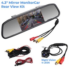 4.3"LCD Car Mirror Monitor Camera Reversing Backup Rear View Kit Parking Reverse