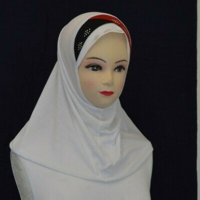 2x Instant Mädchen Hijab ausgefallene Kopfbedeckung islamischer Überwurf Schal mit Perlen 