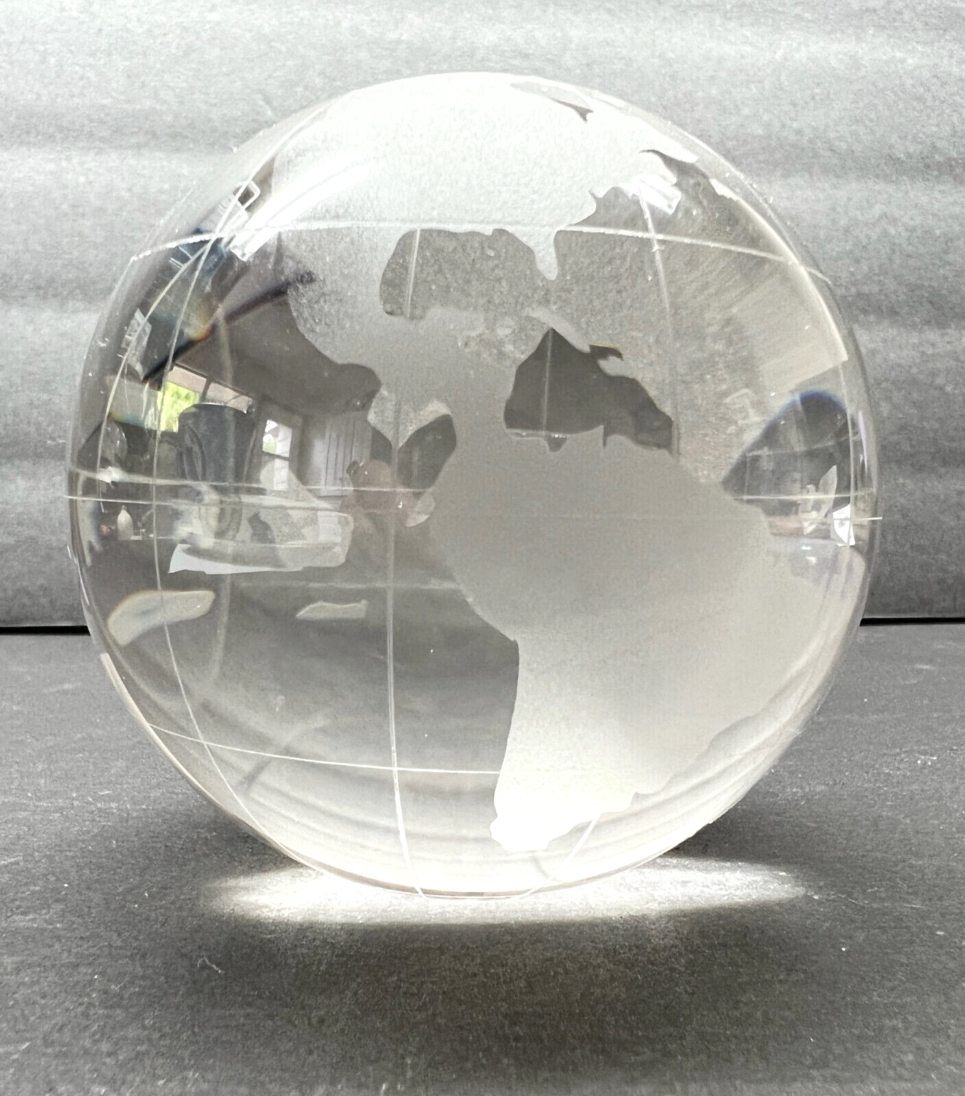 Laser engraved Etched  3D Glass Crystal Sphere Earth World Ball Globe 3